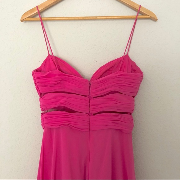 CACHE Pink High Low Illusion Chiffon Dress Sz 4 - Picture 5 of 8